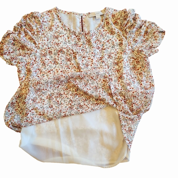 LOFT SHORT SLEEVE FLORAL TOP - SMALLL PETITE - Picture 6 of 7